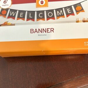 New Welcome Banner Fall Themed Felt Nice Quality Pumpkin Accents 6 Feet Long